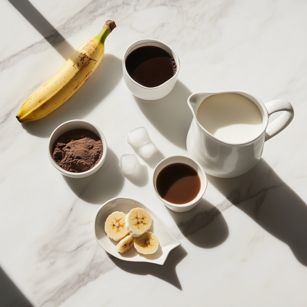 Ingredients for Banana Mocha Smoothie
